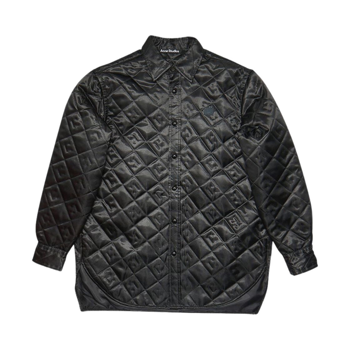 CB0065-BLAC Acne Studio Embroidered Face Patch Quilted Jacket Black