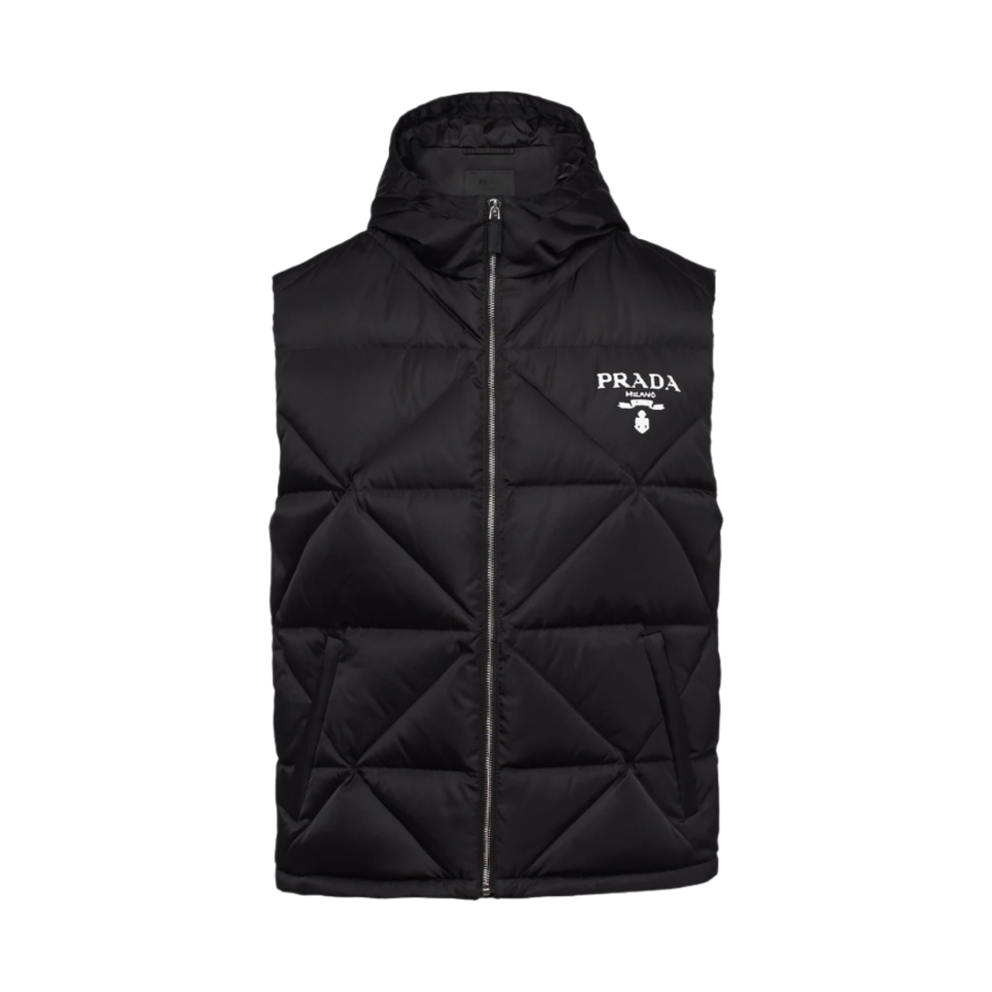 프라다 리나일론 로고 프린팅 다운 베스트 블랙 | Prada | KREAM