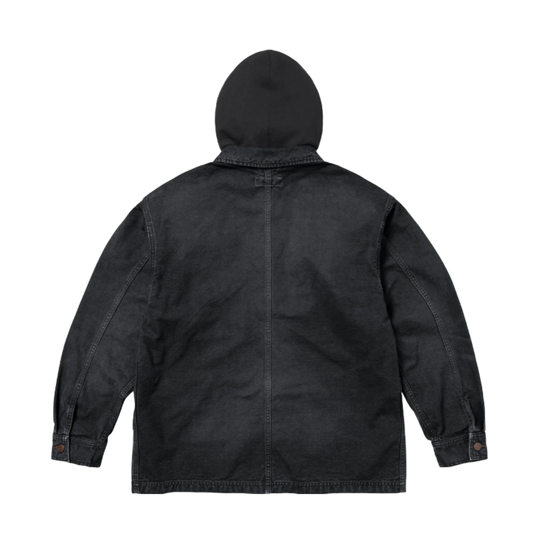 슈프림 원 후드 초어 코트 블랙 - 25SS(Supreme Worn Hooded Chore Coat Black - 25SS) - 2