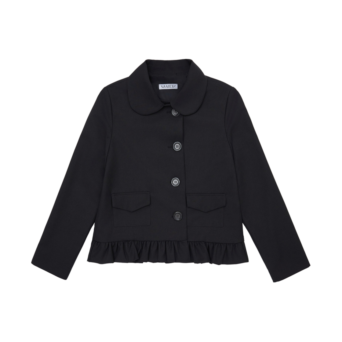 NASS25JK01CH Naaieen Dot Button Frill Jacket Charcoal