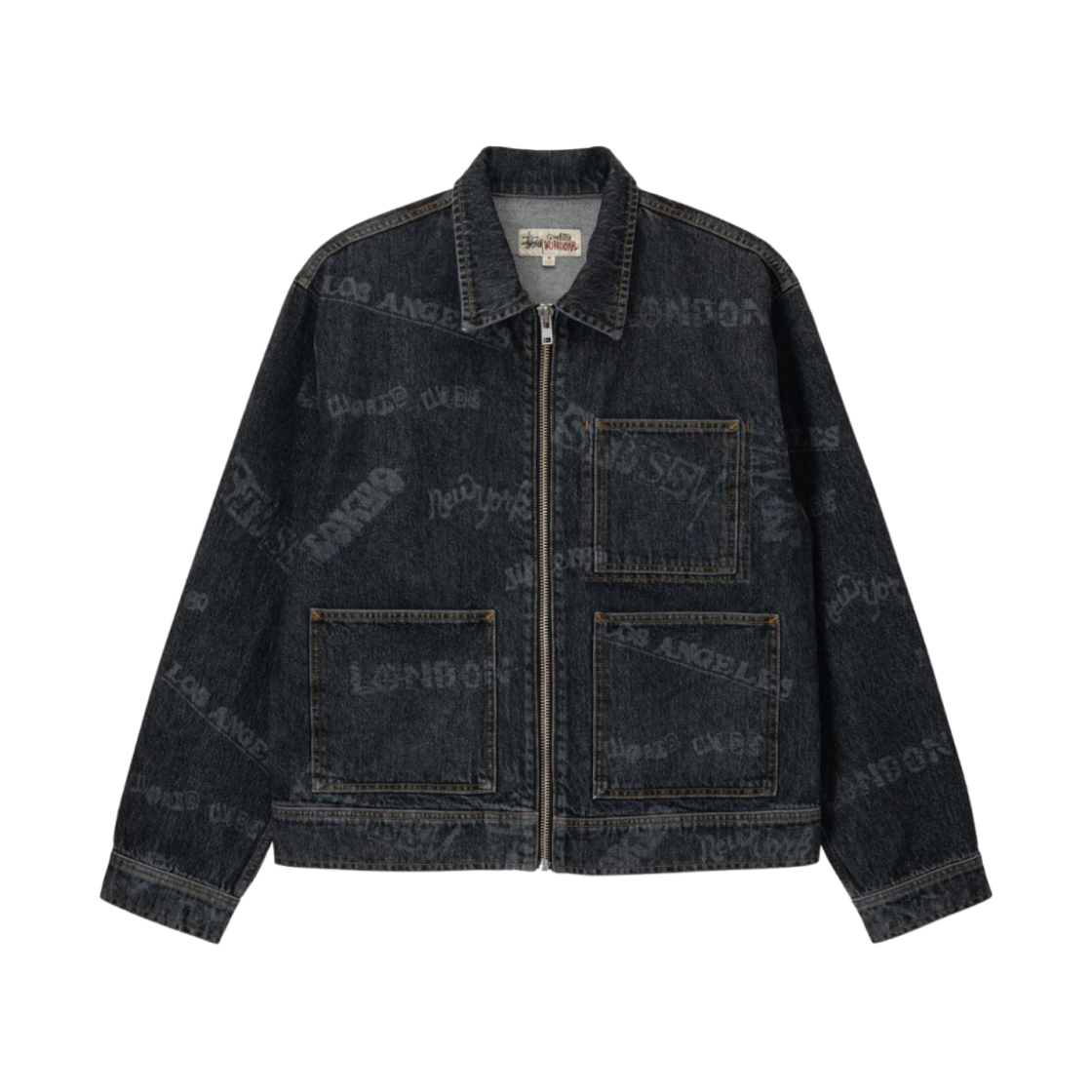 스투시 월드와이드 집 워크 자켓 블랙(Stussy Worldwide Zip Work Jacket Black)