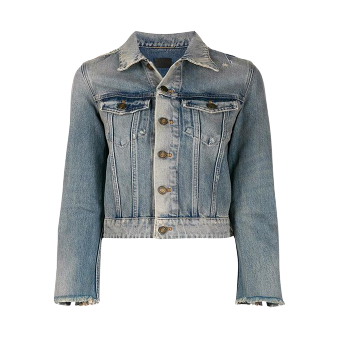 601602-Y883Y-4501 (W) Saint Laurent Cutting Denim Jacket Stonewash