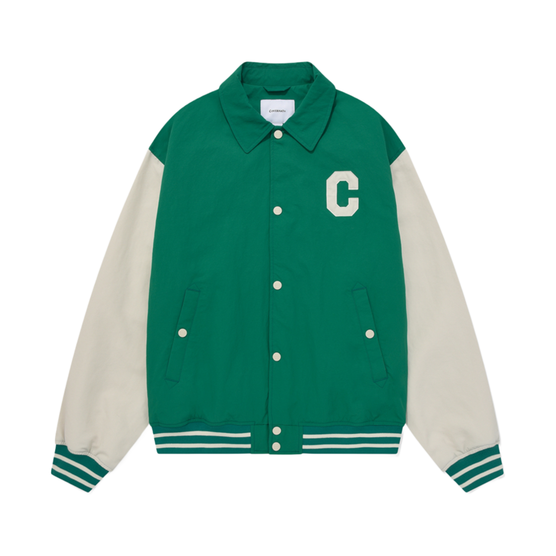 커버낫 C 로고 카라 바시티 자켓 그린(Covernat C Logo Collar Varsity Jacket Green)
