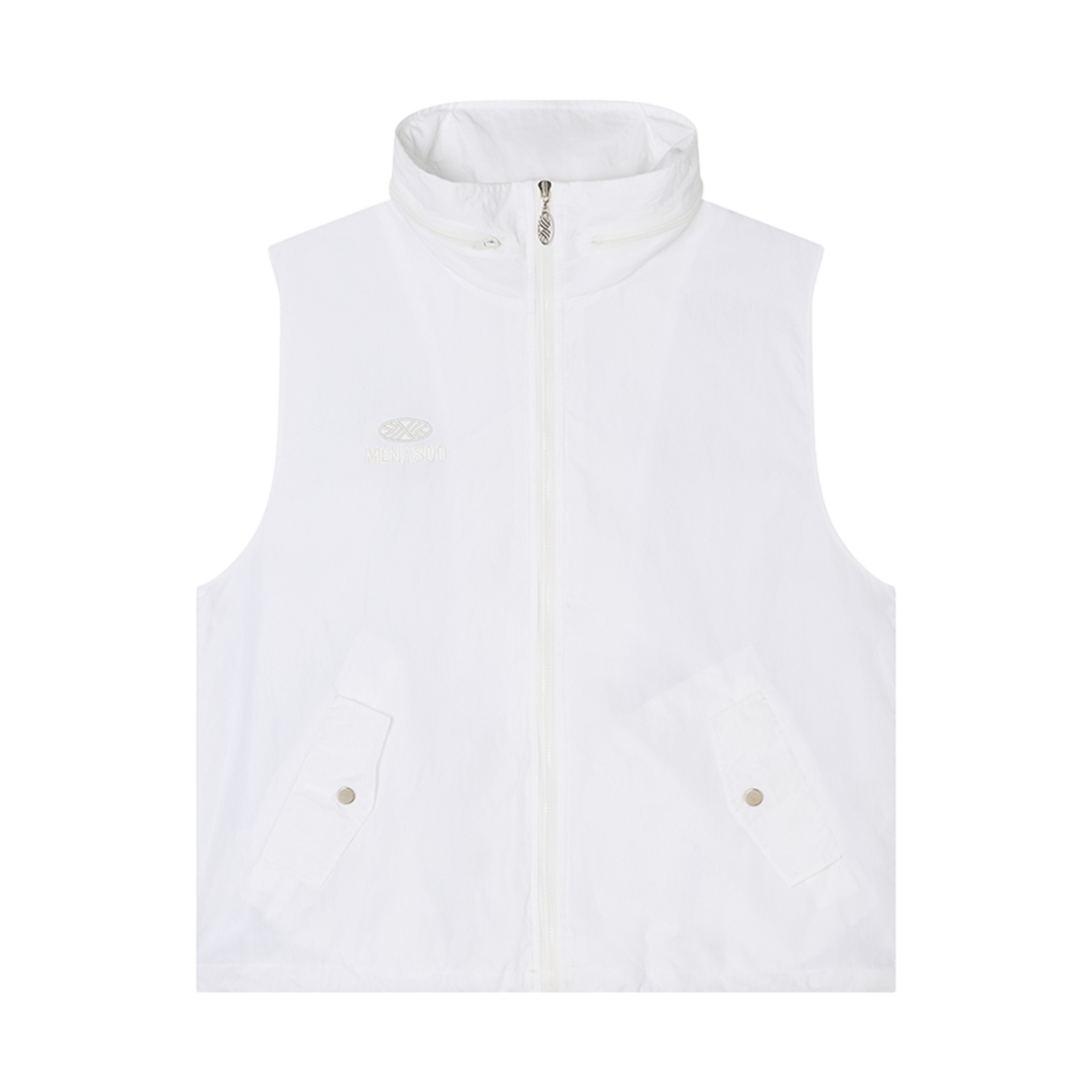 VT-HD-HIN-WH Menasoo Highneck Hood Vest White
