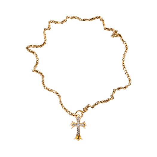 120 100 010 Hansroom Chrome Hearts 22K Paper Chain SML Cross Pave Dia