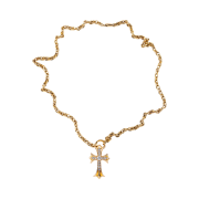 Hansroom Chrome Hearts 22K Paper Chain SML Cross Pave Dia