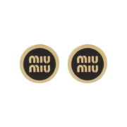 (W) Miu Miu Enameled Metal Earrings Black