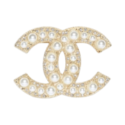 Chanel Brooch Metal Glass Pearls Glass Strass & Gold Pearly White Crystal