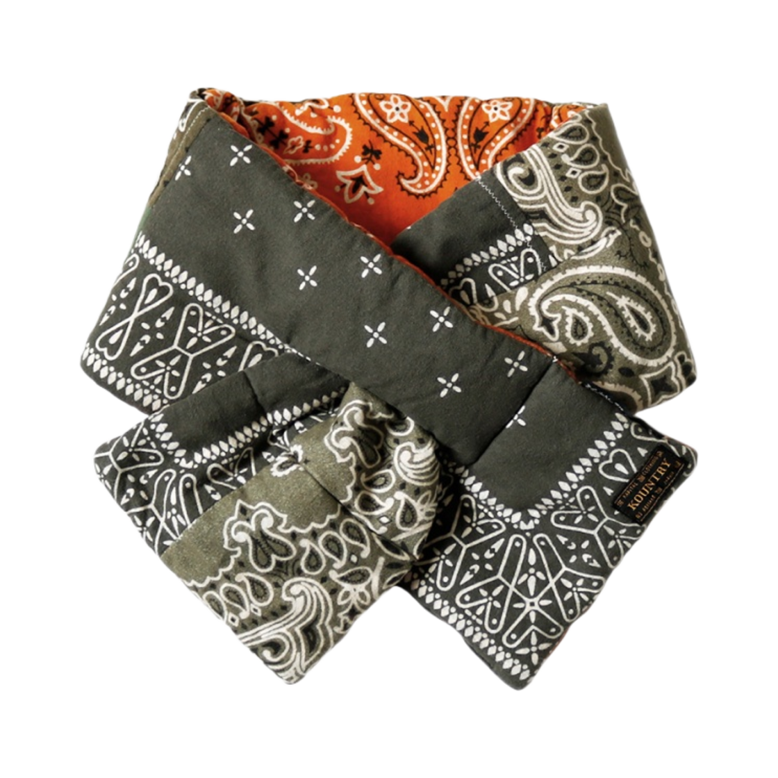 캐피탈 플란넬 반다나 패턴 리버시블 케사 머플러 카키 오렌지(Kapital Flannel Bandana Pattern Reversible Kesa Muffler Khaki Orange)