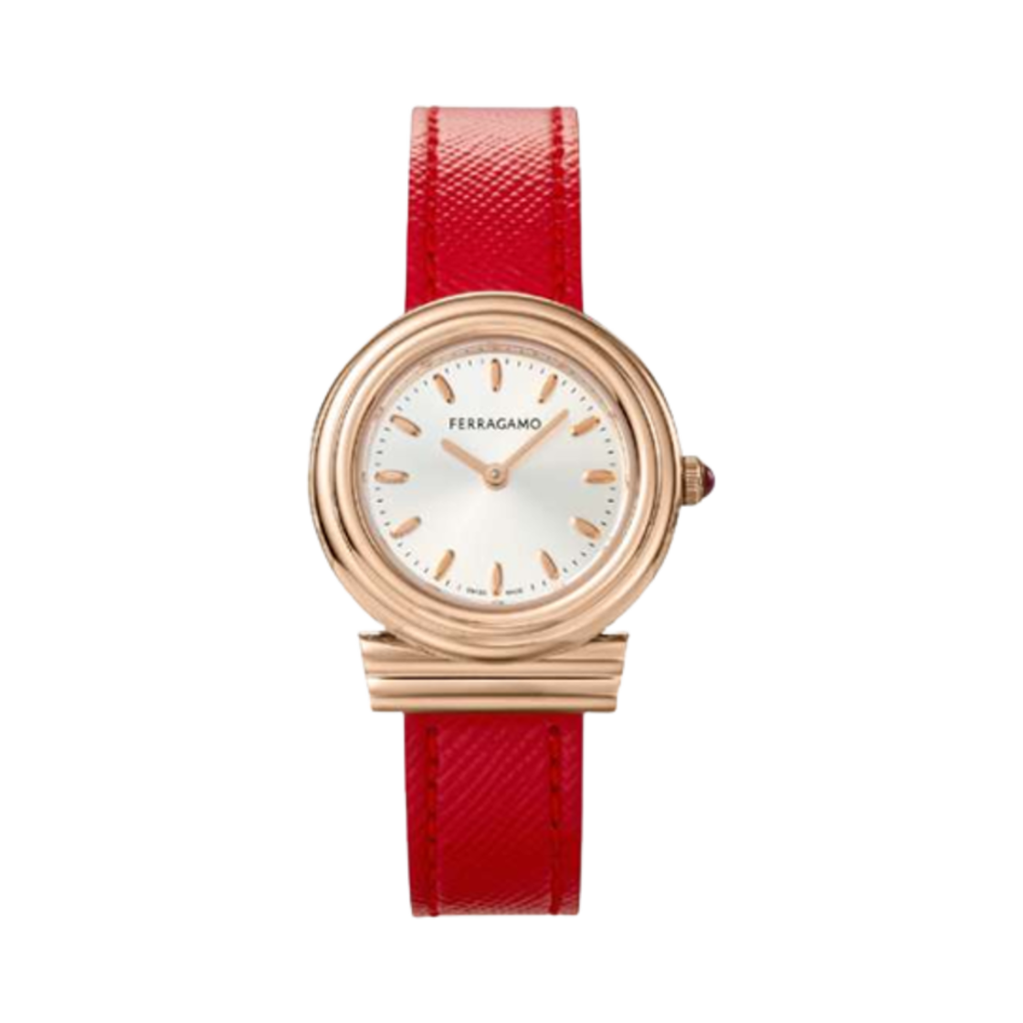 (W) 페라가모 간치니 쿼츠 쿼츠 32.5mm 레더 레드((W) Ferragamo Gancini Quartz 32.5mm Leather Red)