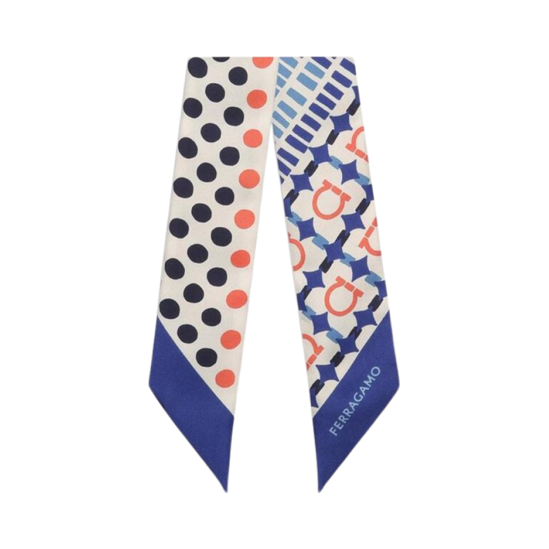 320911-775430 (W) Ferragamo Gancini Print Silk Mini Bandeau Blue Ivory