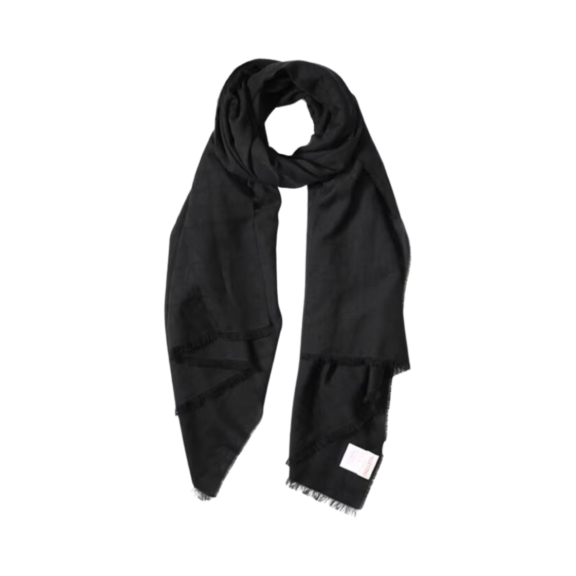 ED020JWP0NO Valentino Vlogo Signature Wool and Silk Scarf Black