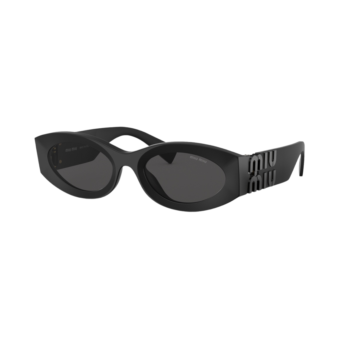 (W) 미우 미우 글림스 선글라스 슬레이트 그레이 렌즈 오페이크 블랙 아세테이트((W) Miu Miu Glimpse Sunglasses Slate Grey Lenses Opaque Black Acetate) - 2