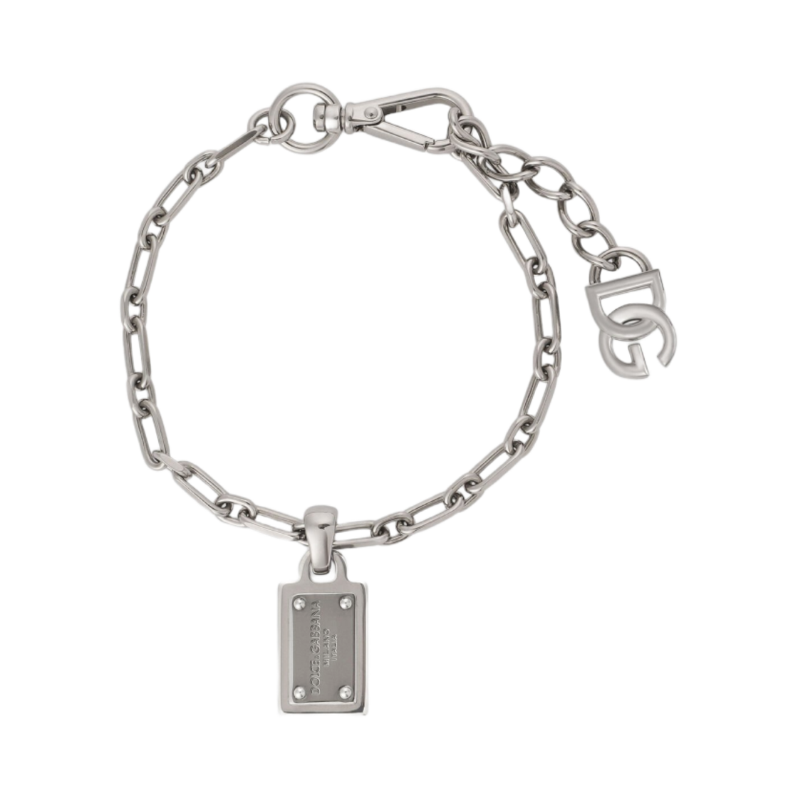 돌체 앤 가바나 로고 태그 브레이슬릿 실버