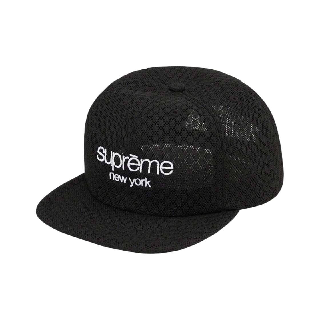 슈프림 클래식 로고 에어 메쉬 6-패널 캡 블랙 - 22SS