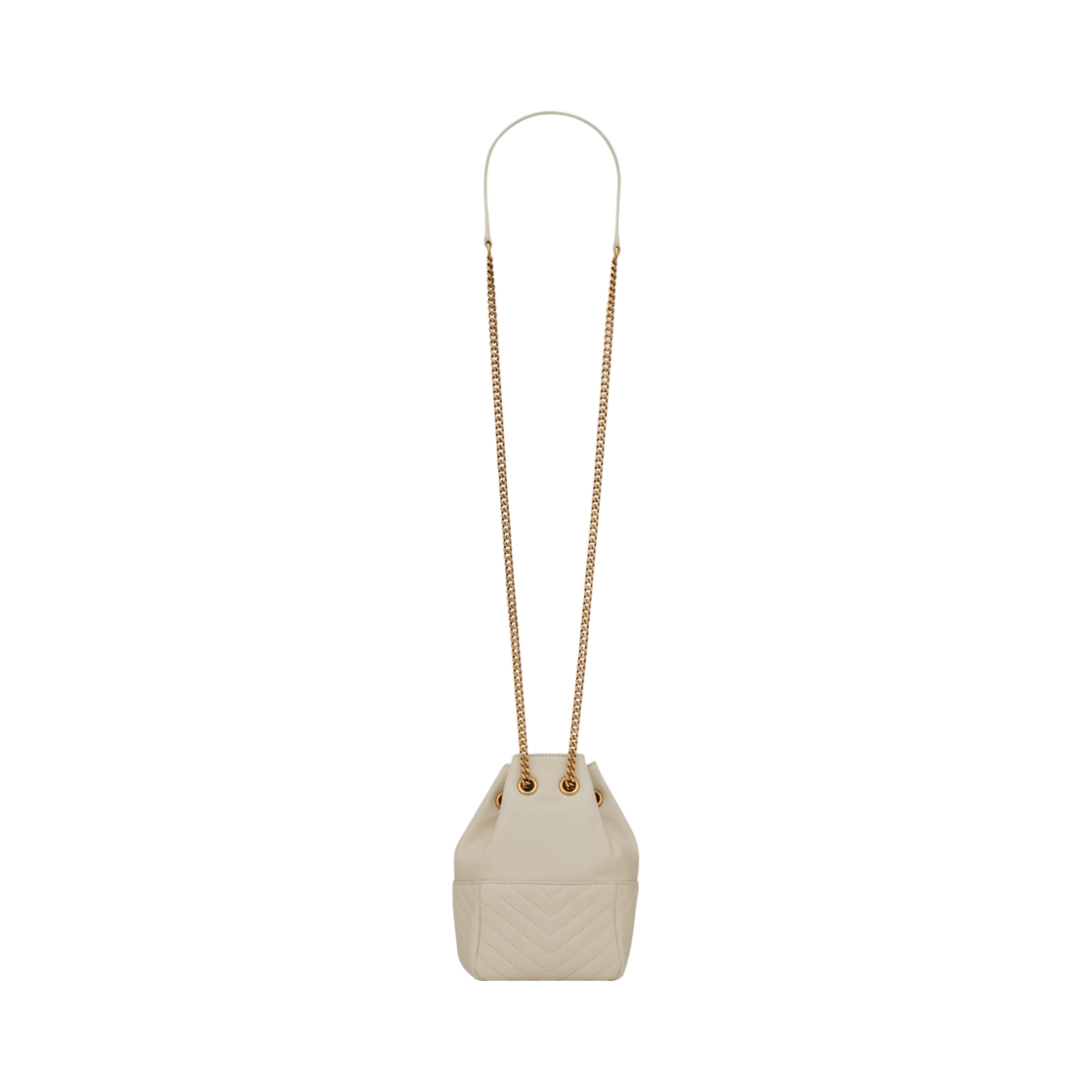 생로랑 퀼티드 램스킨 조 미니 버킷백 블랑 빈티지(Saint Laurent Joe Mini Bucket Bag in Quilted Lambskin Blanc Vintage) - 2