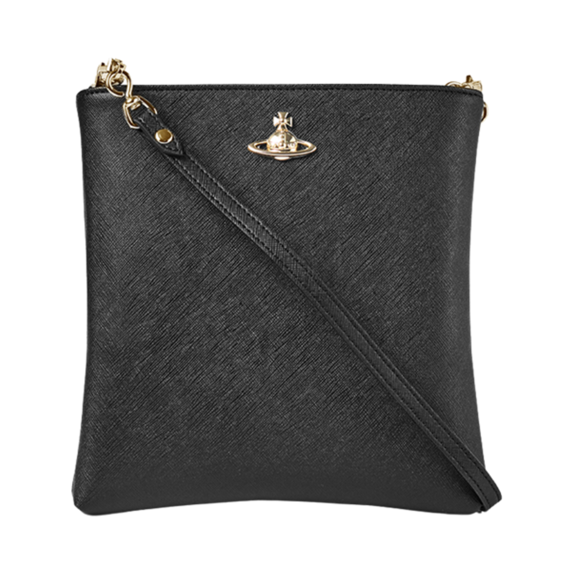 48030009U-S0021-N402 Vivienne Westwood Square Chain Crossbody Bag Black