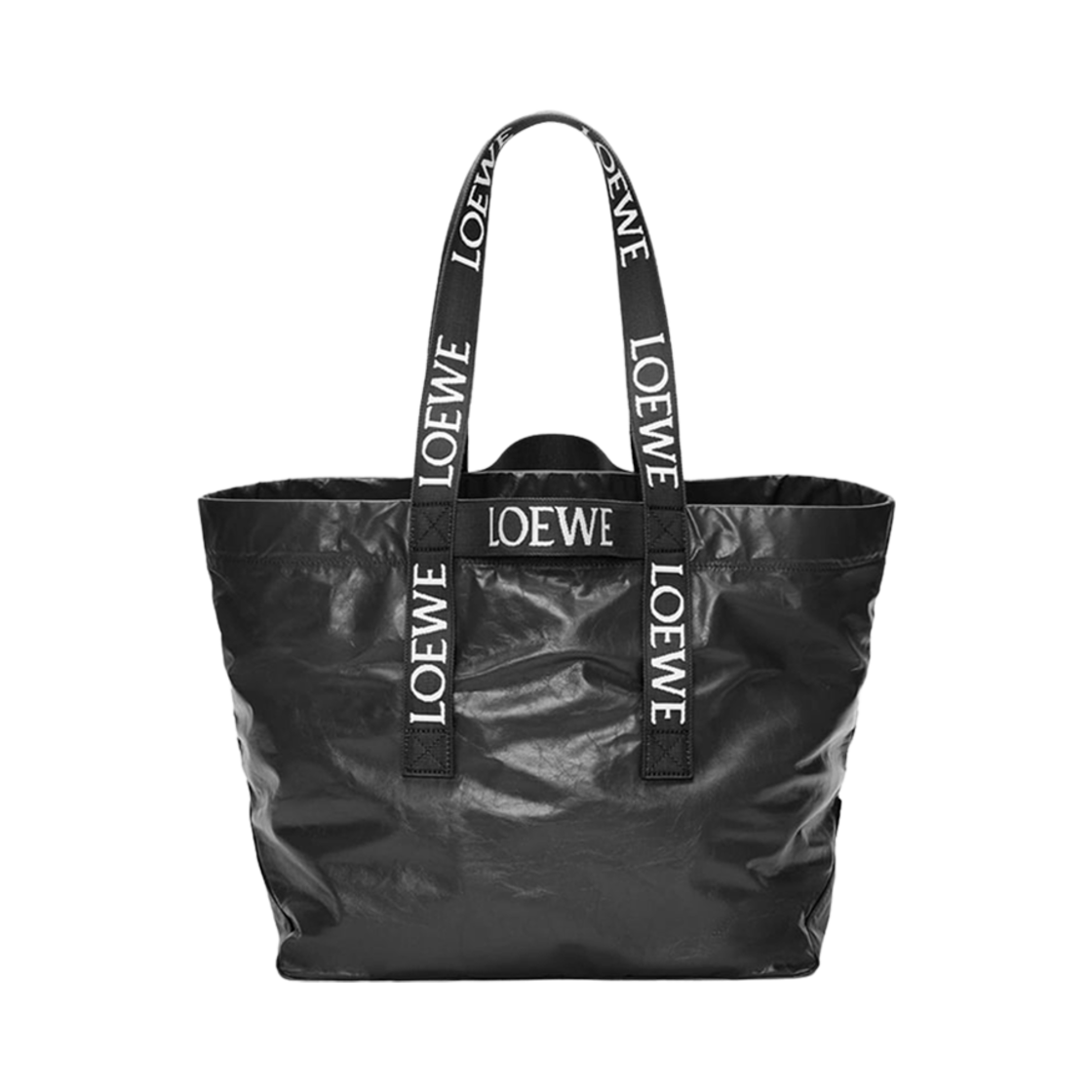 B507X23X01-1100 Loewe Fold Shopper In Paper Calfskin Black