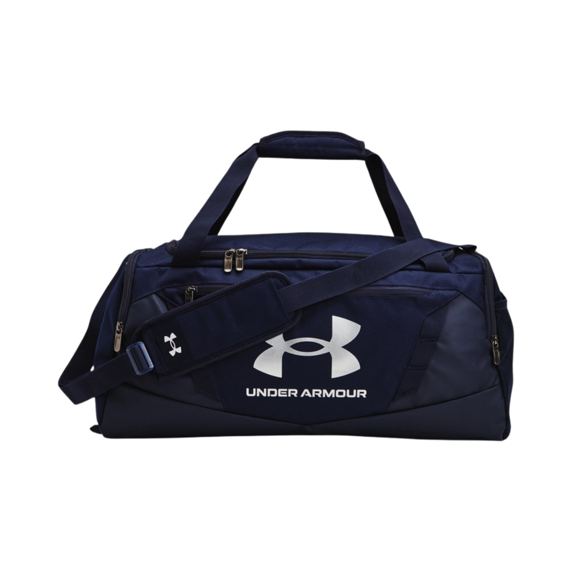 언더아머 언디나이어벌 5.0 스몰 더플백 미드나잇 네이비 메탈릭 실버(Under Armour Undeniable 5.0 Small Duffle Bag Midnight Navy Metallic Silver)