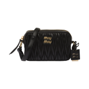Miu Miu Matelasse Nappa Leather Shoulder Bag Black