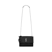 Saint Laurent Sunset Medium Chain Gab In Crocodile-Embossed Shiny Leather Noir