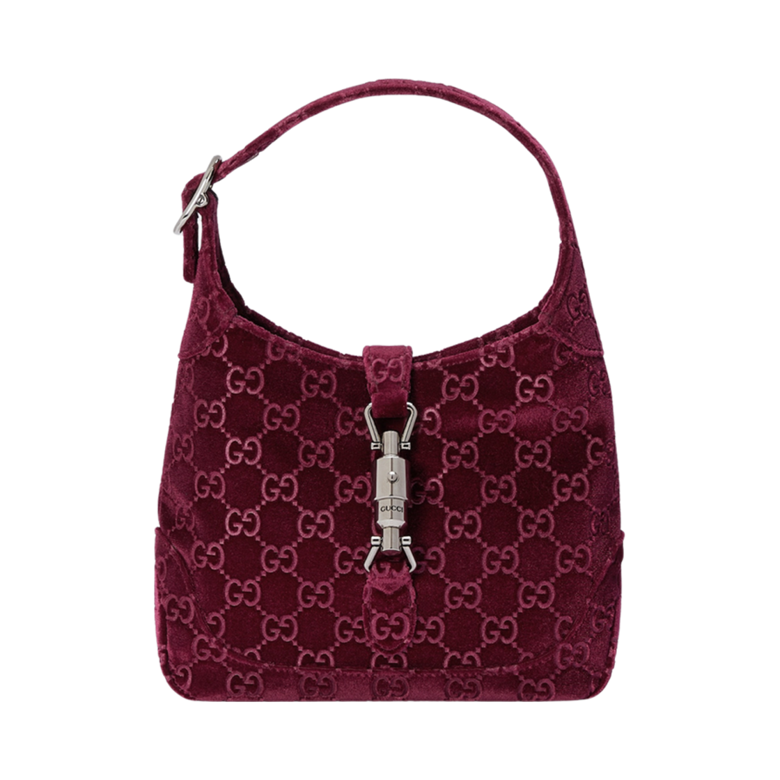 구찌 재키 1961 스몰 숄더백 버건디 GG 벨벳(Gucci Jackie 1961 Small Shoulder Bag Burgundy GG Velvet) - 1