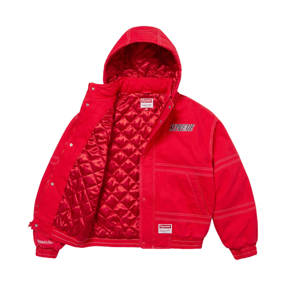 슈프림 미첼 & 네스 트윌 스타디움 자켓 레드 - 24FW(Supreme Mitchell & Ness Twill Stadium Jacket Red - 24FW) - 2