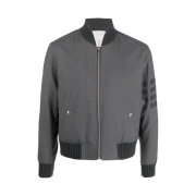 Thom Browne Plain Weave Suiting 4-Bar Knit Blouson Jacket Dark Grey