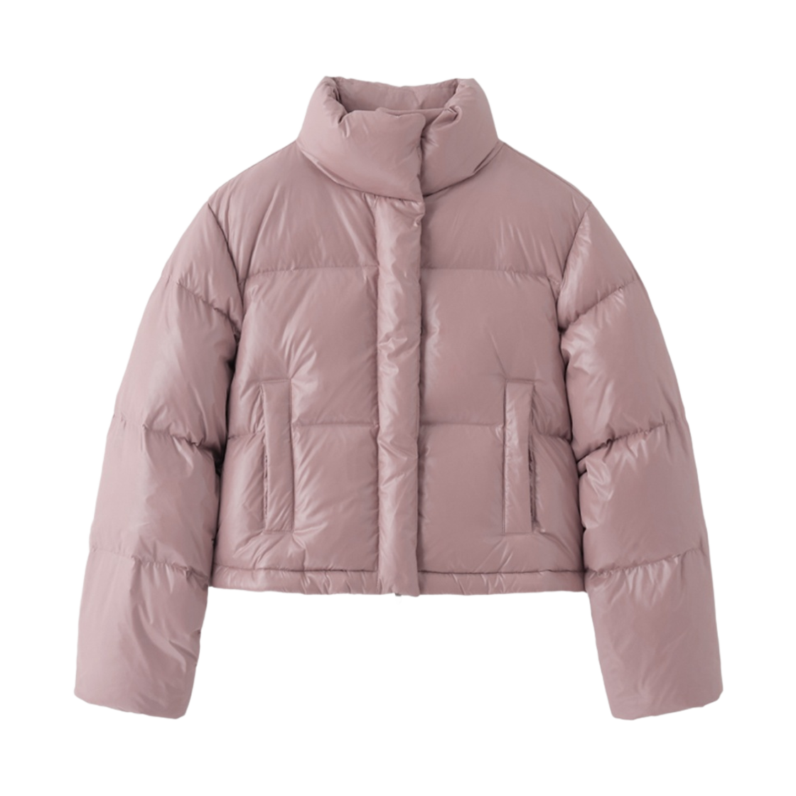 (W) 마리떼 프랑소와 저버 서클 로고 덕 다운 글로시 크롭 푸퍼 핑크((W) Marithe Francois Girbaud Circle Logo Duck Down Glossy Crop Puffer Pink)