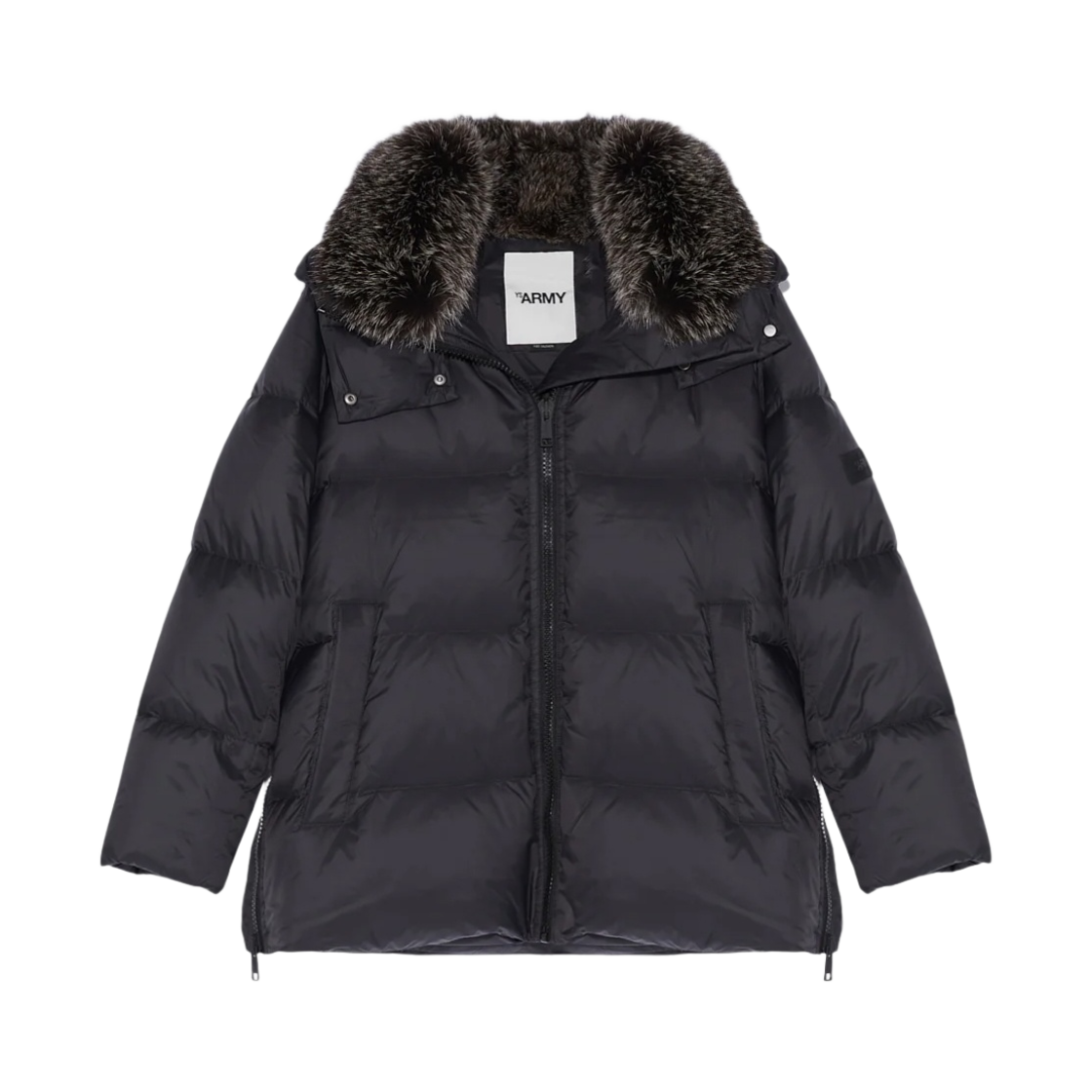24WFM01576DORDC (W) Yves Salomon Line Down Jacket in Water-Repellent Technical Fabric with Fox Fur Collar Black