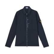 Stone Island 1200005 Nylon Metal in Econyl Overshirt with Pocket and Two-Way Zipper Navy Blue - 25SS