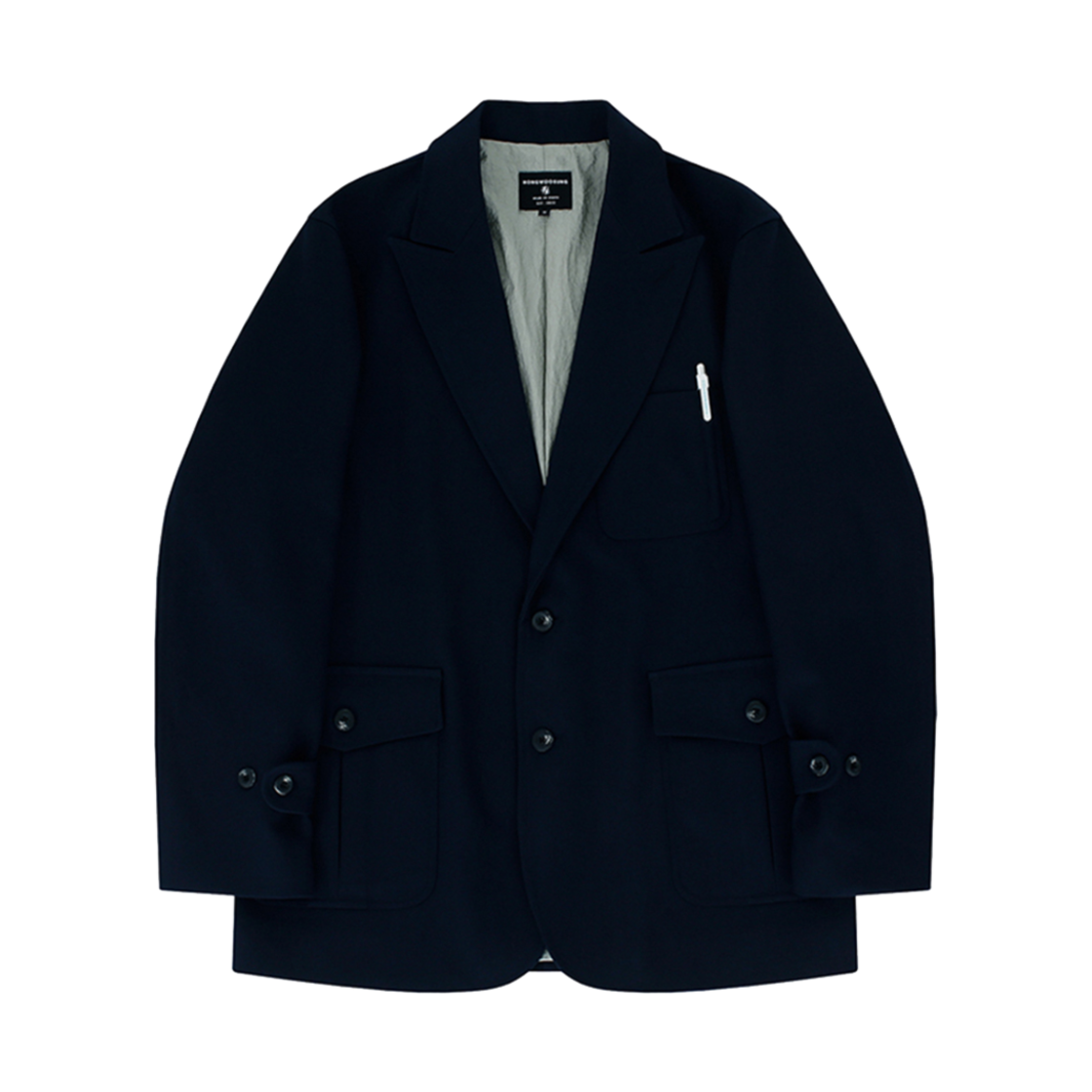 FW23JSJ052NY Hongwoosung Loosed Single Workwear Jacket Navy