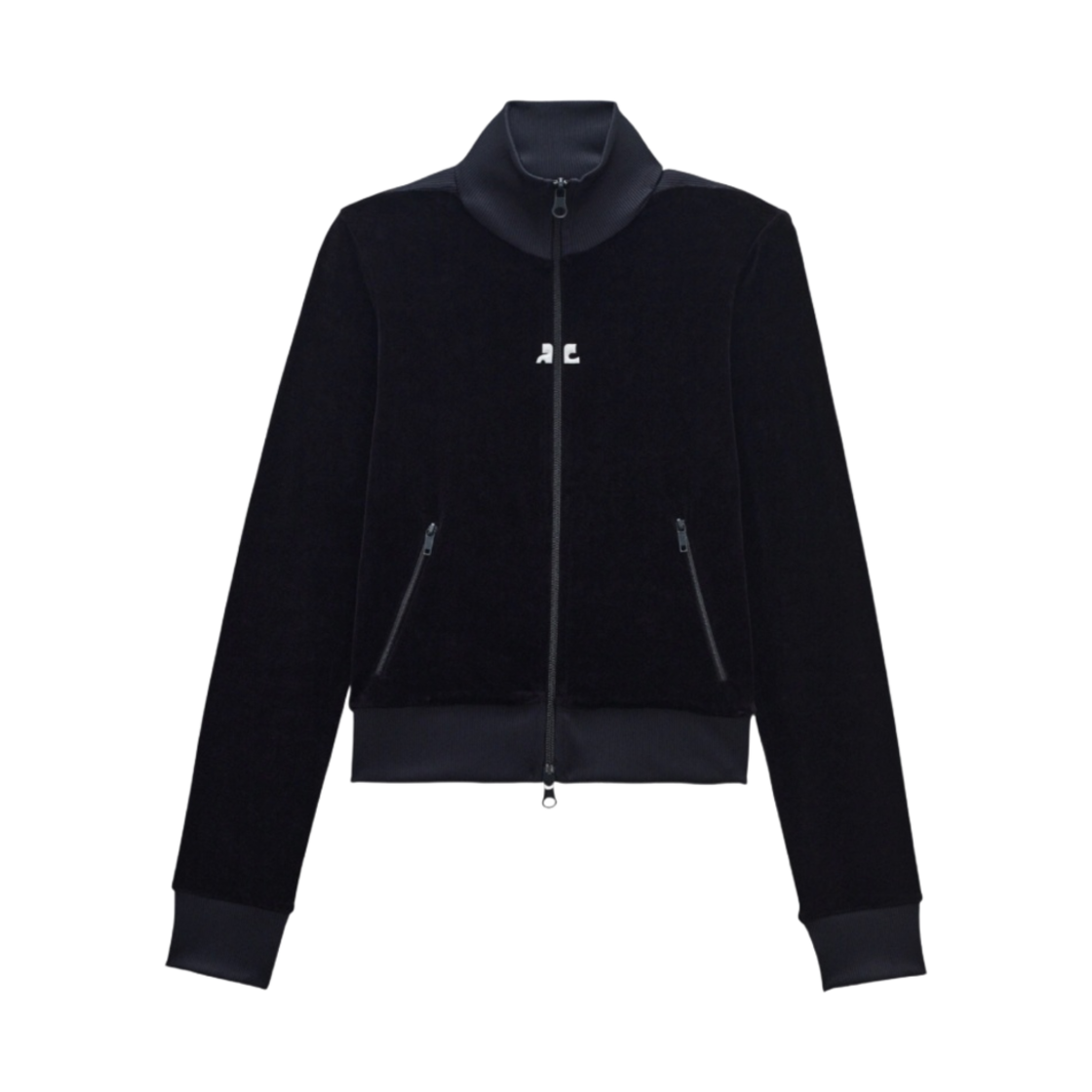 (W) 꾸레쥬 벨벳 조깅 자켓 블랙((W) Courreges Velvet Jogging Jacket Black)