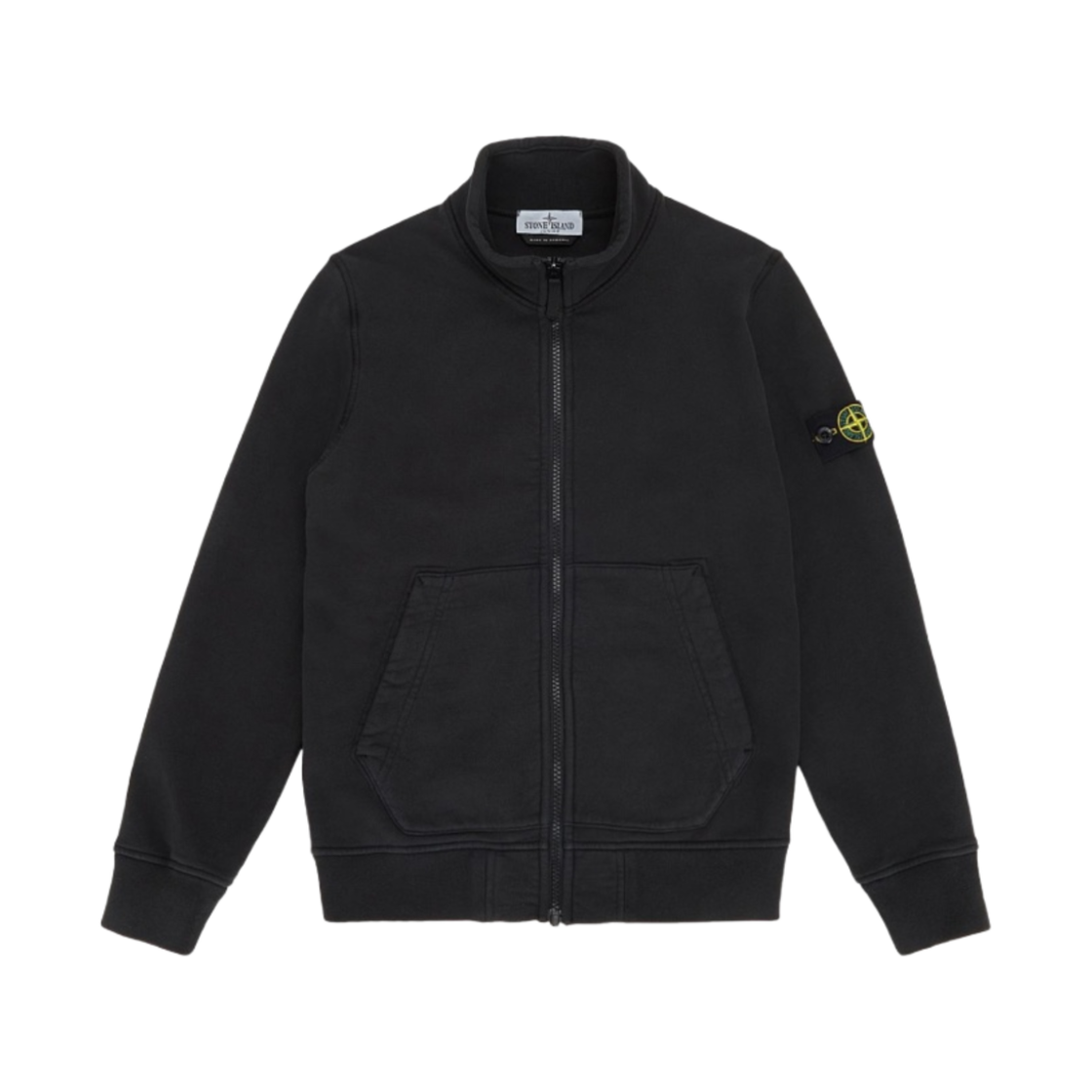 (키즈) 스톤 아일랜드 61120 가먼트 다이드 코튼 플리스 풀 집업 스웨트 셔츠 블랙 - 23FW((Kids) Stone Island 61120 Garment Dyed Cotton Fleece Full Zip Sweatshirt Black - 23FW)