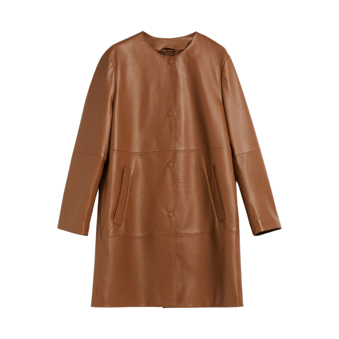 (W) 위켄드 막스마라 마이아 레더 더스터 코트 토바코((W) Weekend Max Mara Maia Leather Duster Coat Tobacco) - 1