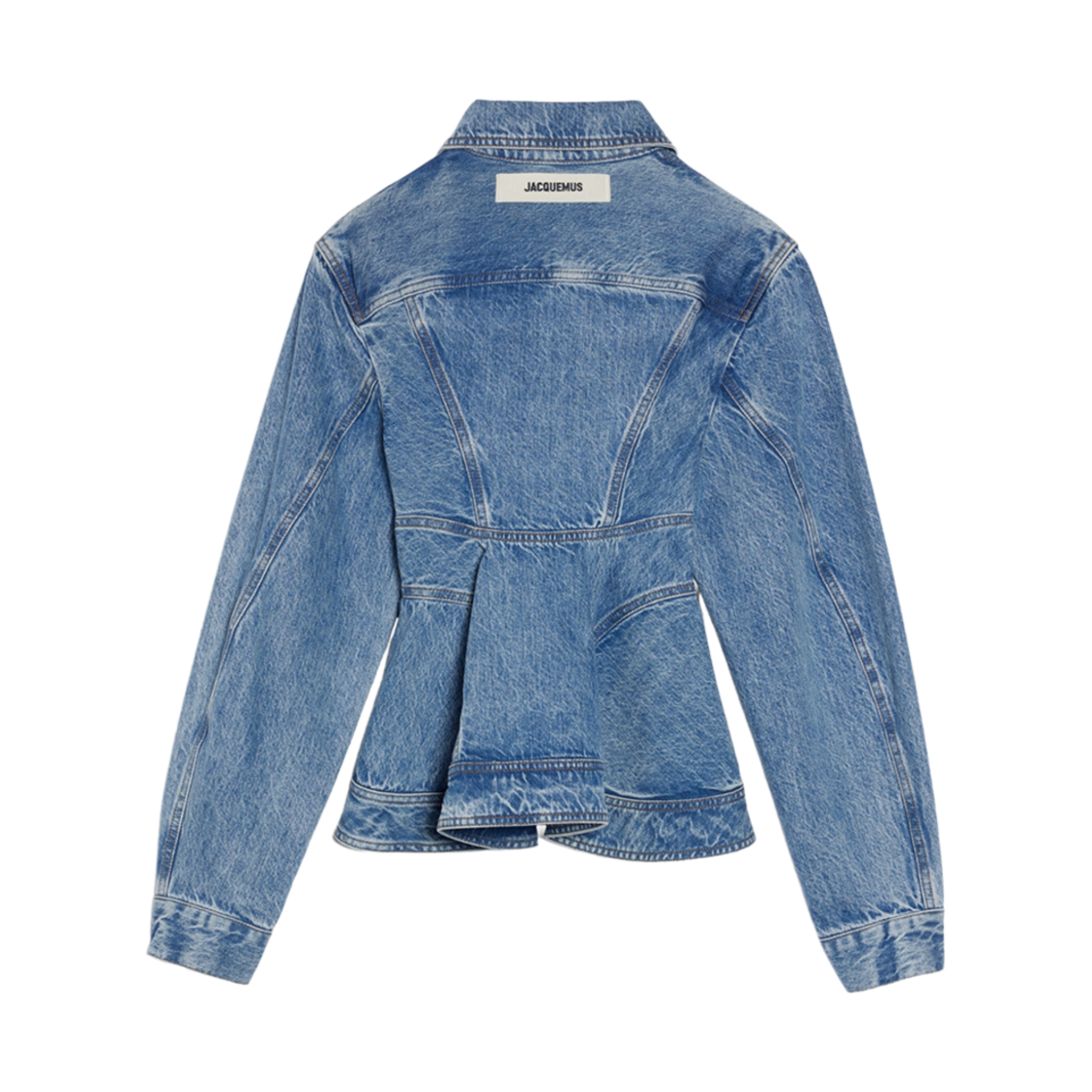 (W) 자크뮈스 라 베스트 드 니메스 카라코 페플럼 데님 자켓 라이트 블루 타박((W) Jacquemus La Veste De Nimes Caraco Peplum Denim Jacket Light Blue Tabac) - 2