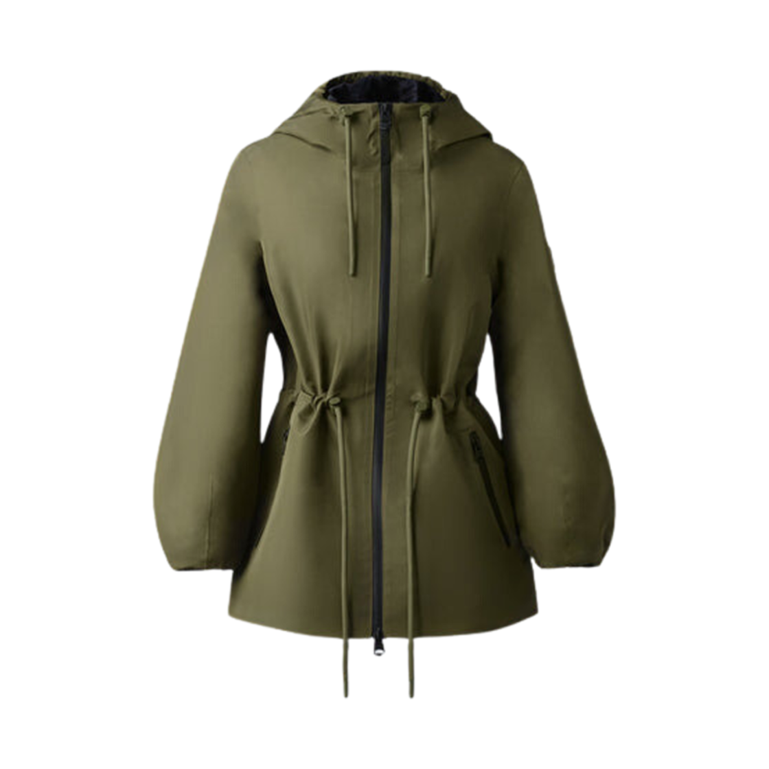 (W) 맥카지 칼레아 테크니컬 레인 자켓 드로우코드 웨이스트 라이트 밀리터리 네이비((W) Mackage Kalea Technical Rain Jacket with Drawcord Waist Light Military Navy)