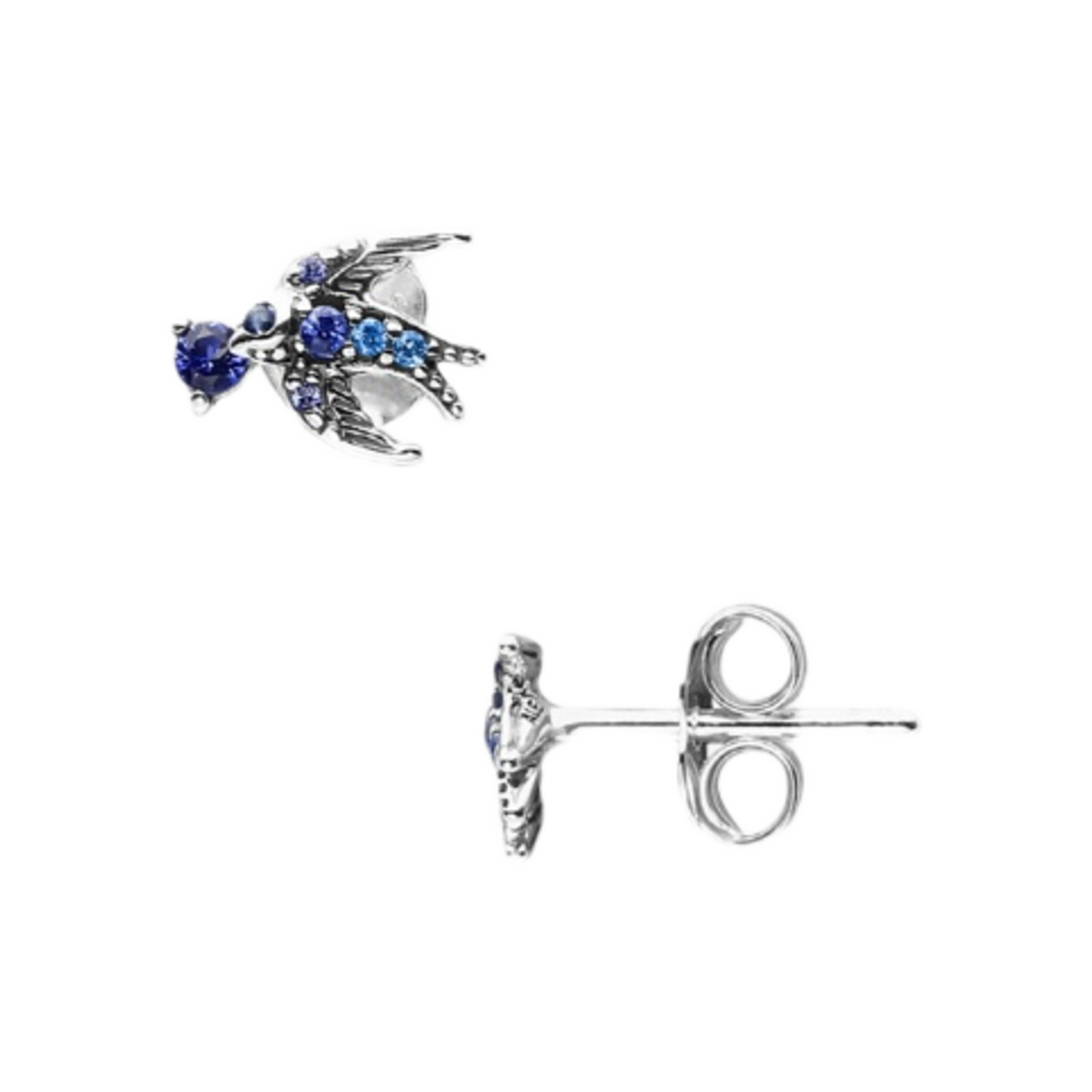 (W) 판도라 스파클링 스왈로우 스터드 이어링 스털링 실버 블루((W) Pandora Sparkling Swallow Stud Earrings Sterling Silver Blue) - 1