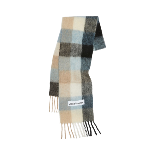 Acne Studios Mohair Check Scarf Blue Beige Black