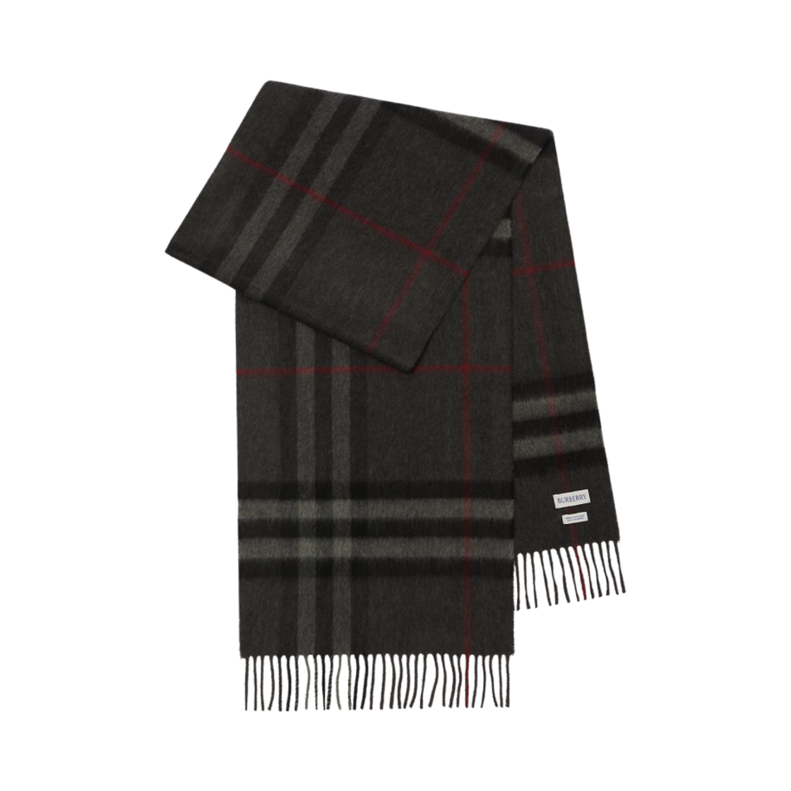 8077880 Burberry Check Cashmere Muffler Charcoal