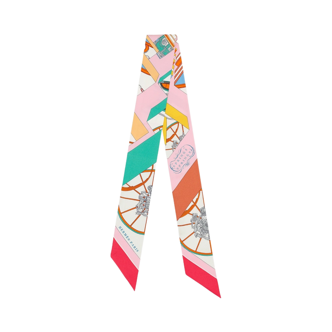 (W) 에르메스 스프링스 스프링스 트윌리 로즈 베르 멀티꼴로르((W) Hermes Springs Springs Twilly Rose Vert Multicolore) - 1