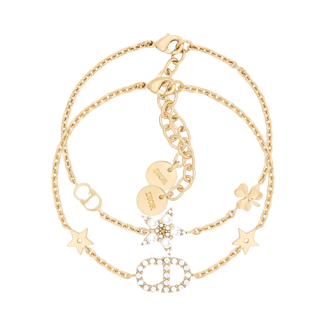 B1039CDLCY-D301 (W) Dior Clair D Lune Bracelet Set Gold Finish Metal White Crystals - 대표 이미지 #1