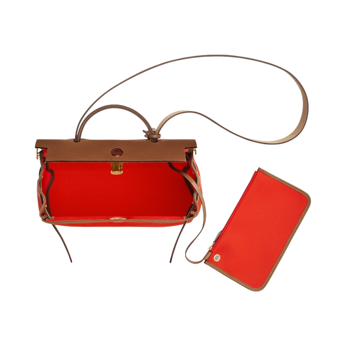 에르메스 에르백 집 31 백 르투르네 & 골드 하드웨어 오랑쥬 메카노 포브(Hermes Herbag Zip 31 Bag Retourne & Gold Orange Mecano Fauve) - 3