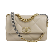 Chanel Medium 19 Handbag Lambskin & Gold Beige
