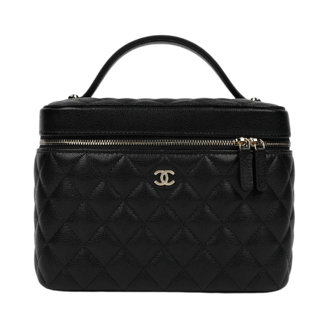 샤넬 클래식 코스메틱 파우치 그레인드 샤이니 카프스킨 & 골드 메탈 블랙(Chanel Classic Vanity Pouch Grained Shiny Calfskin & Gold Black)