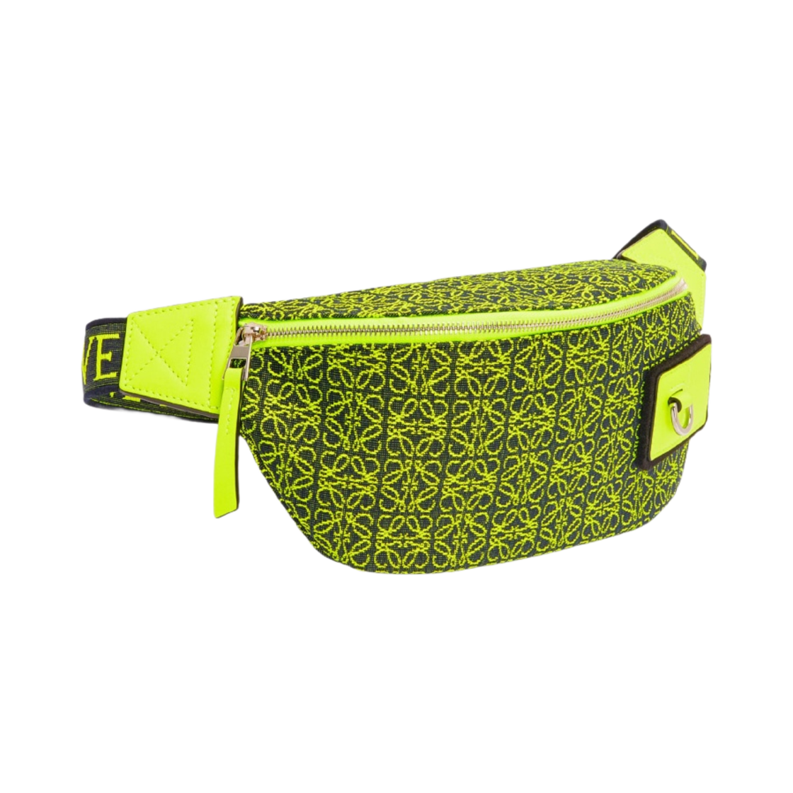 로에베 범백 아나그램 자카드 앤 카프스킨 네온 옐로우 딥 네이비(Loewe Bumbag in Anagram Jacquard and Calfskin Neon Yellow Deep Navy) - 2