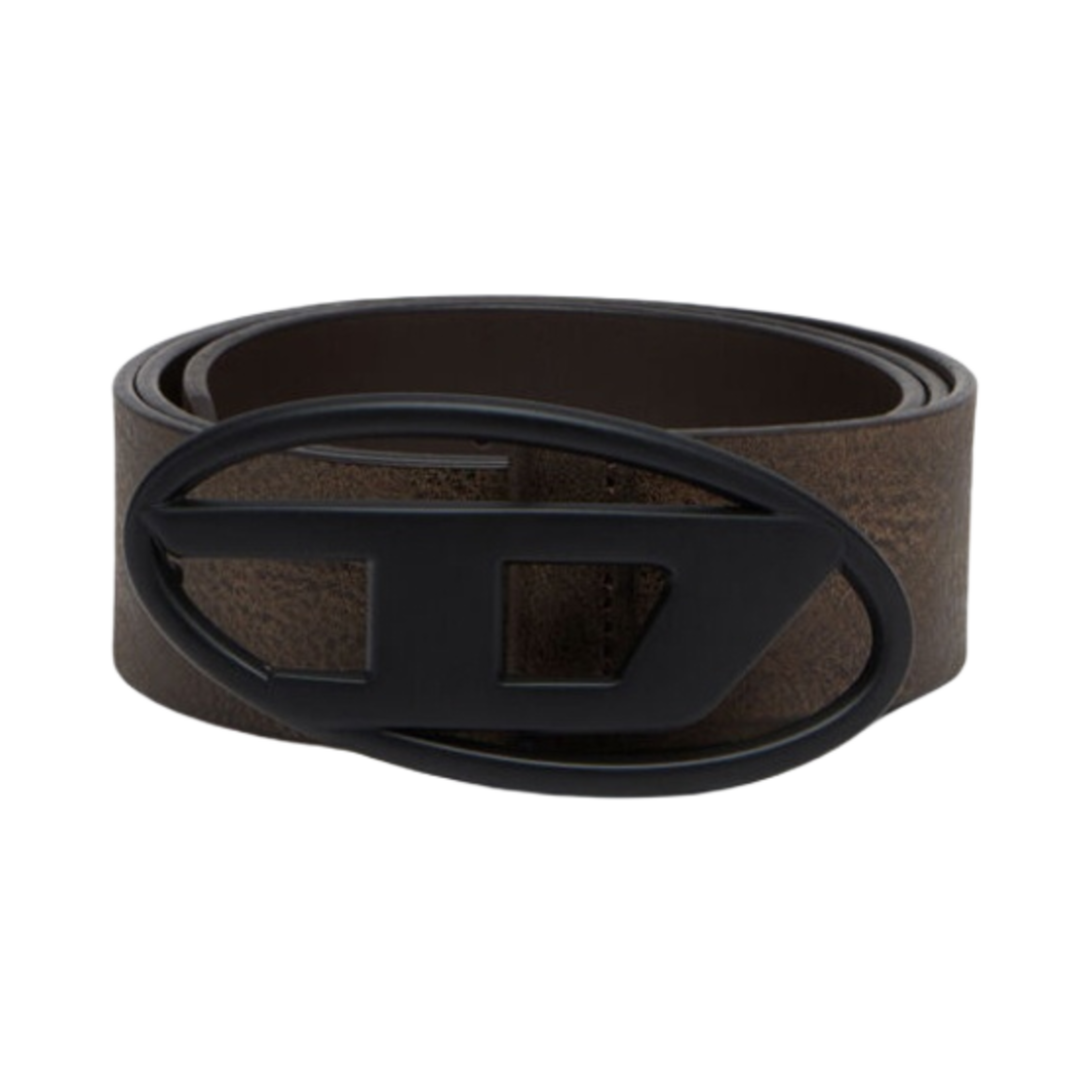 디젤 리버시블 레더 벨트 D 로고 버클 블랙