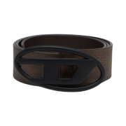 Diesel Reversible Leather Belt with D Logo Buckle Black