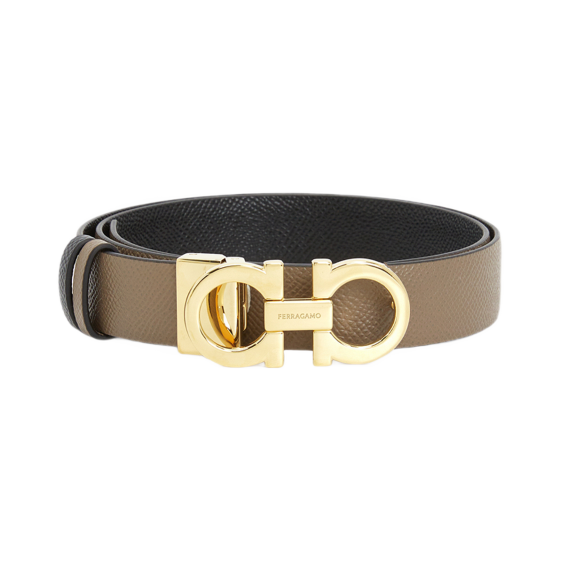 23A565-715198 (W) Ferragamo Gancini Reversible Belt Beigegray