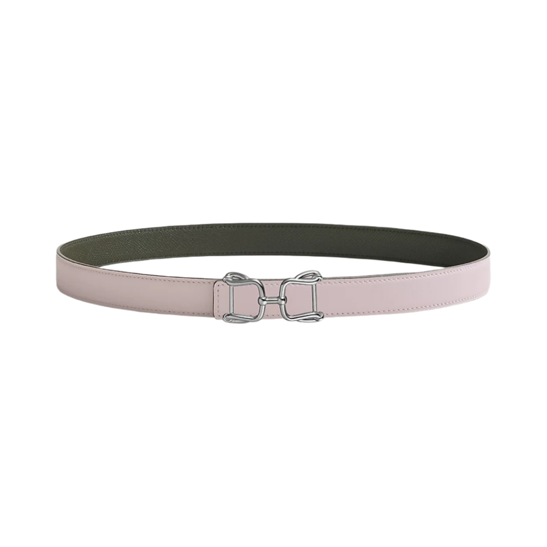 (W) 에르메스 아라베스크 벨트 버클 & 리버서블 가죽 스트랩 24mm & 실버 모브 빨 베르 드 그리((W) Hermes Arabesque Belt Buckle & Reversible Leather Strap 24mm & Silver Mauve Pale Vert De Gris) - 1